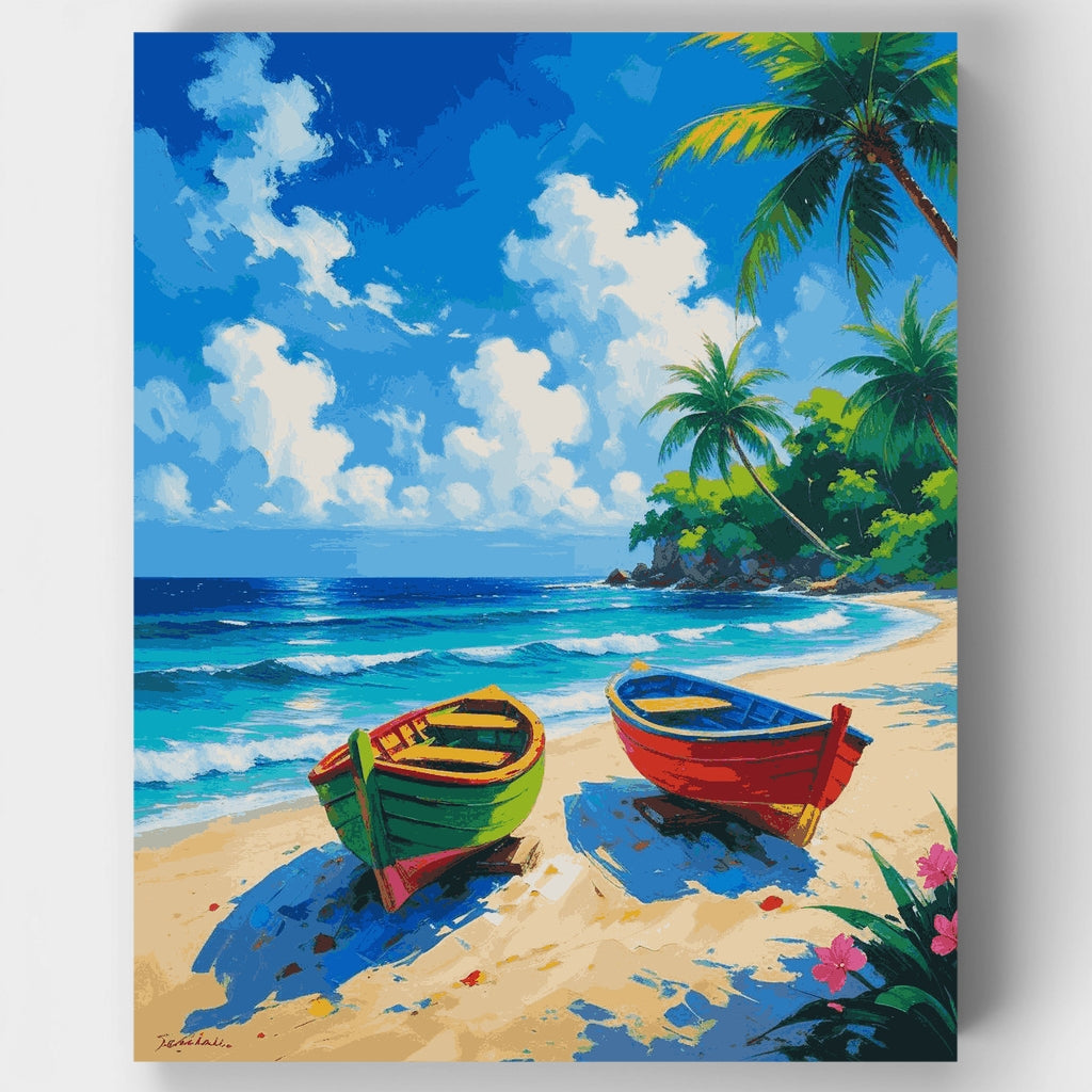 Tropical Paradise Boats - Paint by Numbers Kit