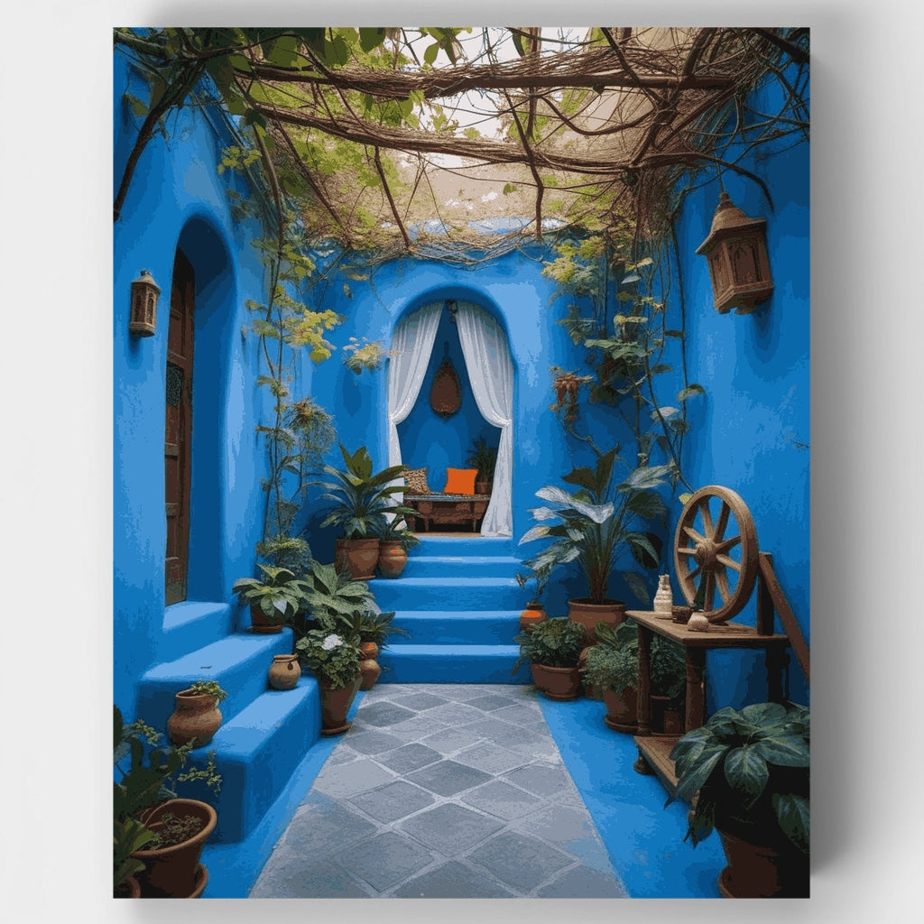 Patio marroquí azul - Kit de pintura por números — Estándar