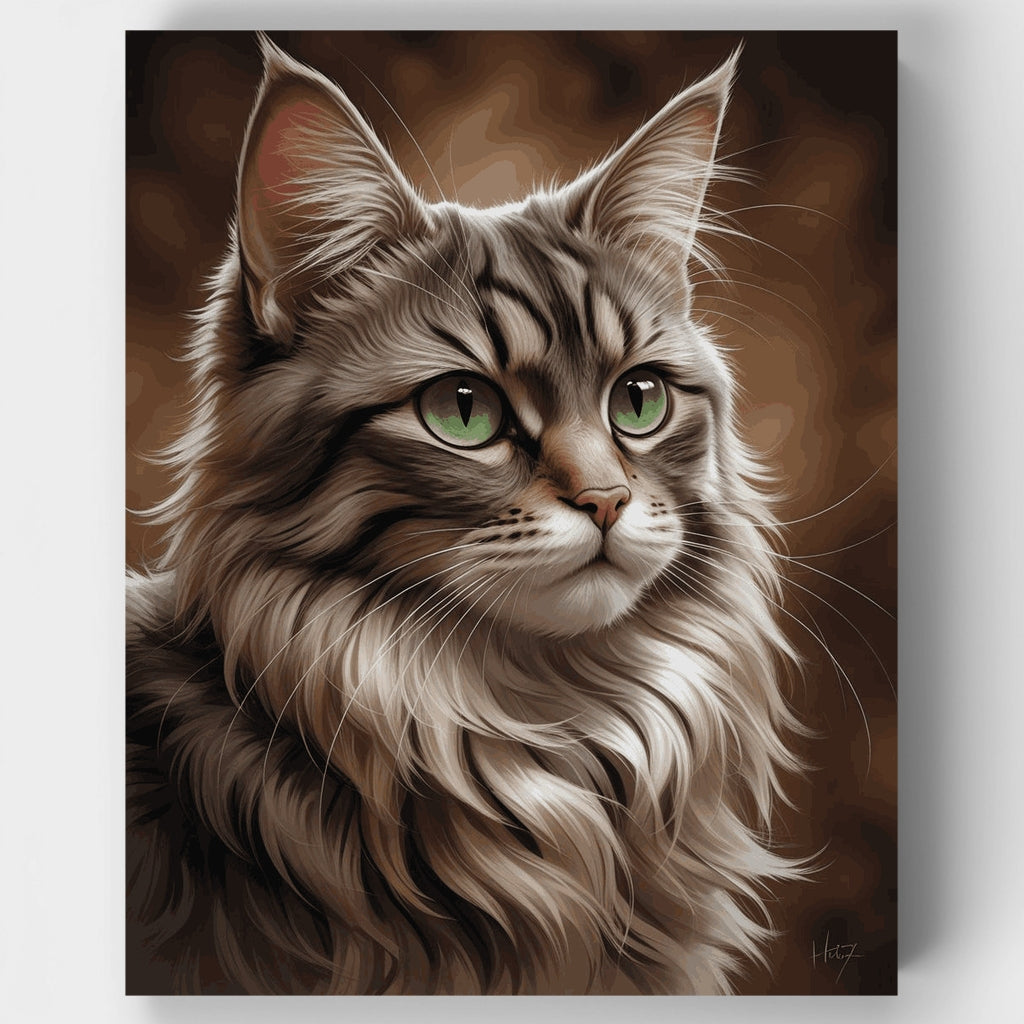 Retrato de majestuoso gato Maine Coon - Kit de pintura por números — Estándar