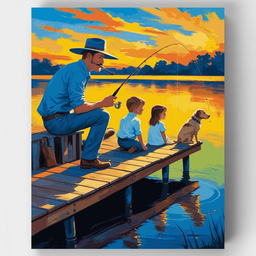 Fishing Dock at Sunset - Paint by Numbers Kit