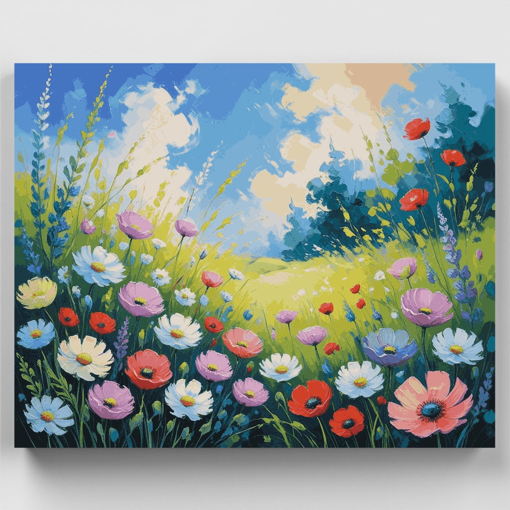 Campo de flores silvestres vibrante - Kit de pintura por números — Estándar