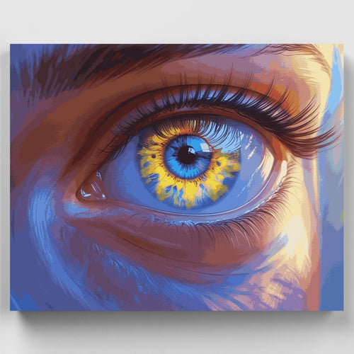 Mesmerizing Blue-Gold Eye - Paint by Numbers Kit