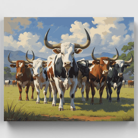 Cattle Herd in Pastoral Landscape - Paint by Numbers Kit