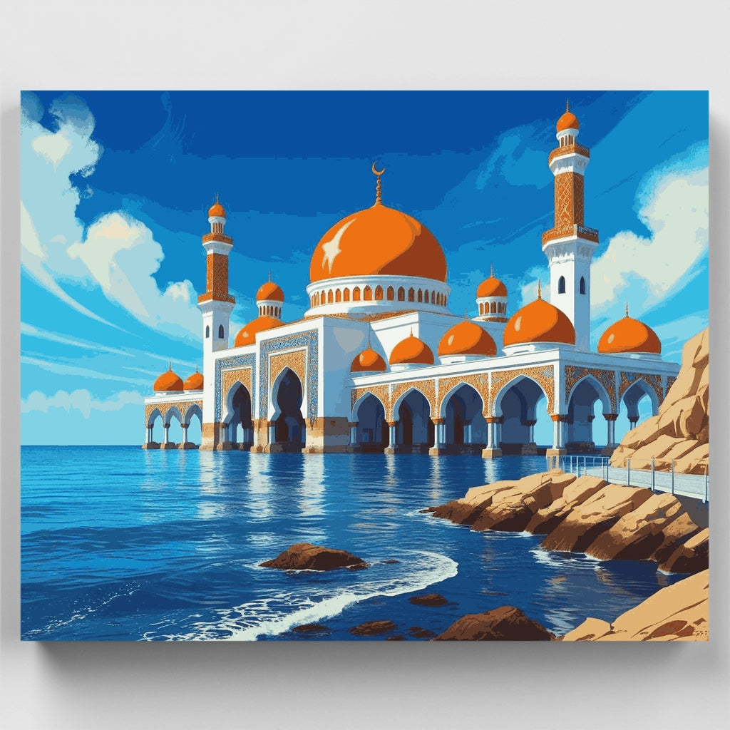 Floating Mosque by the Sea - Paint by Numbers Kit