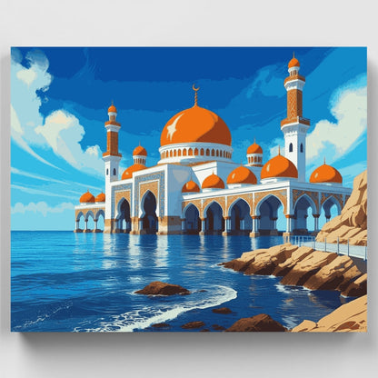 Floating Mosque by the Sea - Paint by Numbers Kit