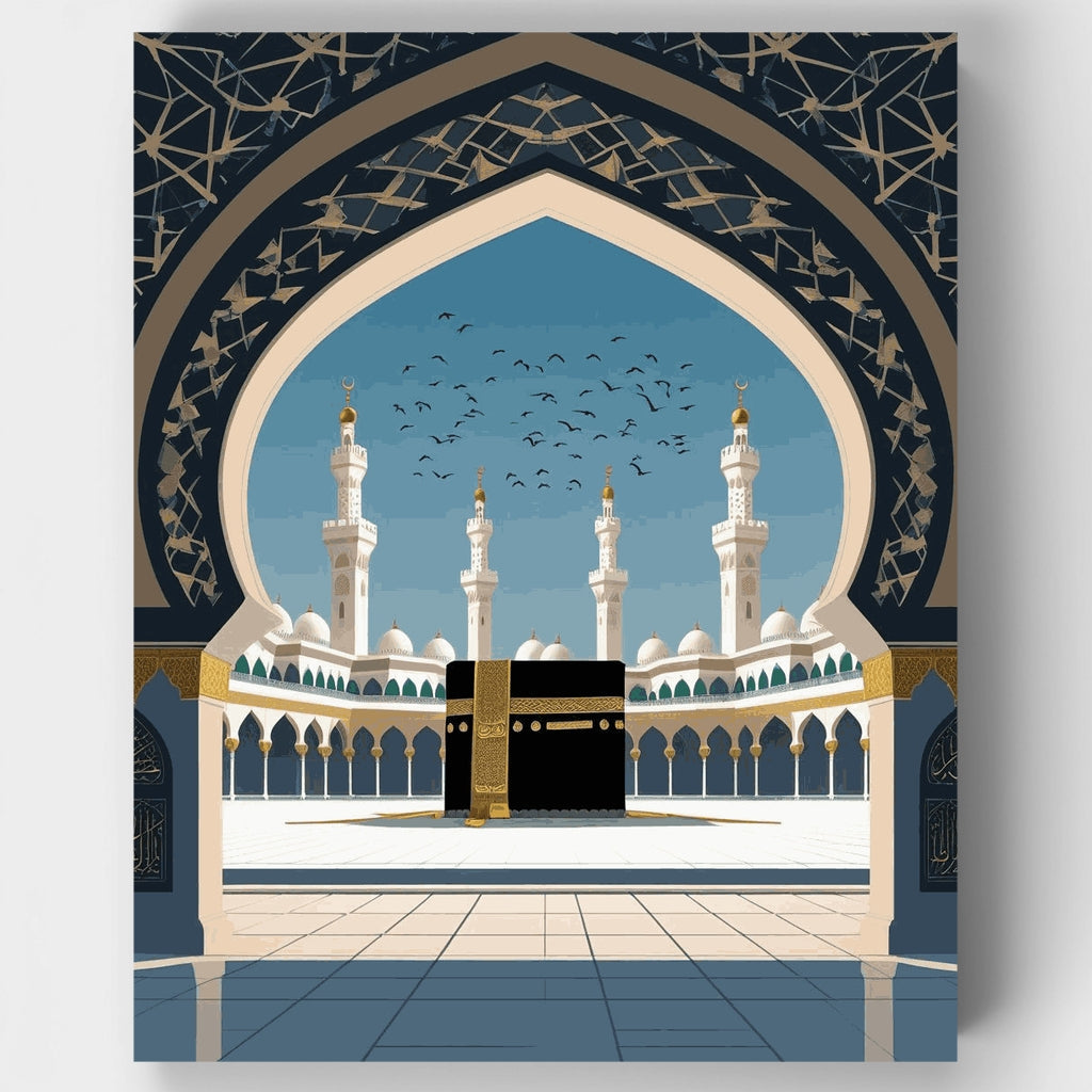 Majestic Mosque with Kaaba - Paint by Numbers Kit