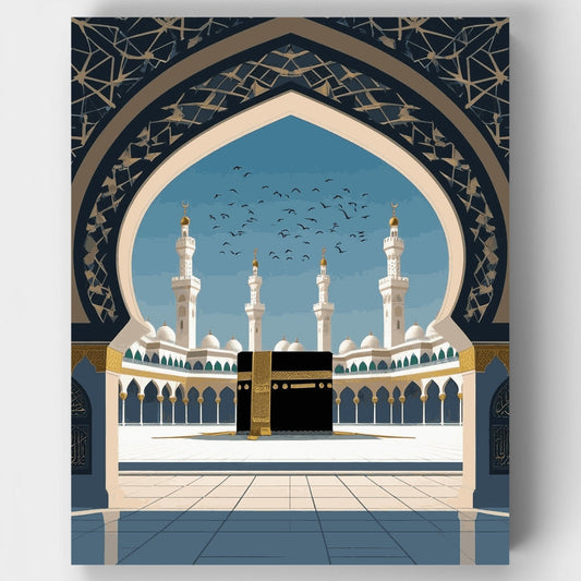 Majestic Mosque with Kaaba - Paint by Numbers Kit