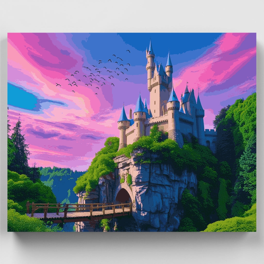 Fairytale Castle at Purple Sunset - Paint by Numbers Kit