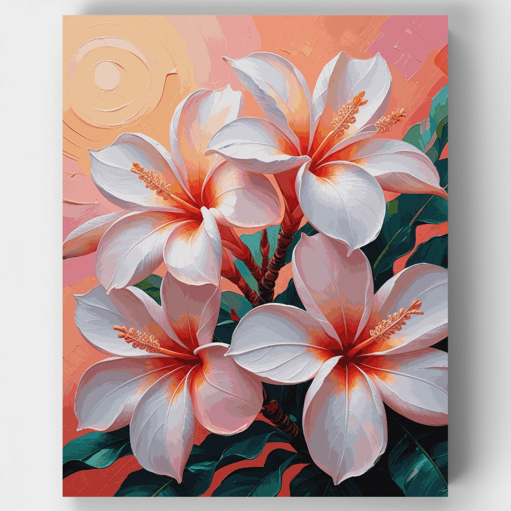 Flores de hibisco tropical - Kit de pintura por números — Estándar