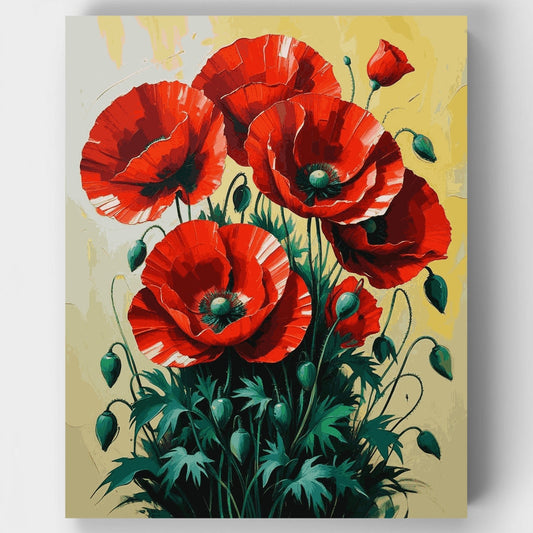 Red Poppies - Paint by Numbers Kit