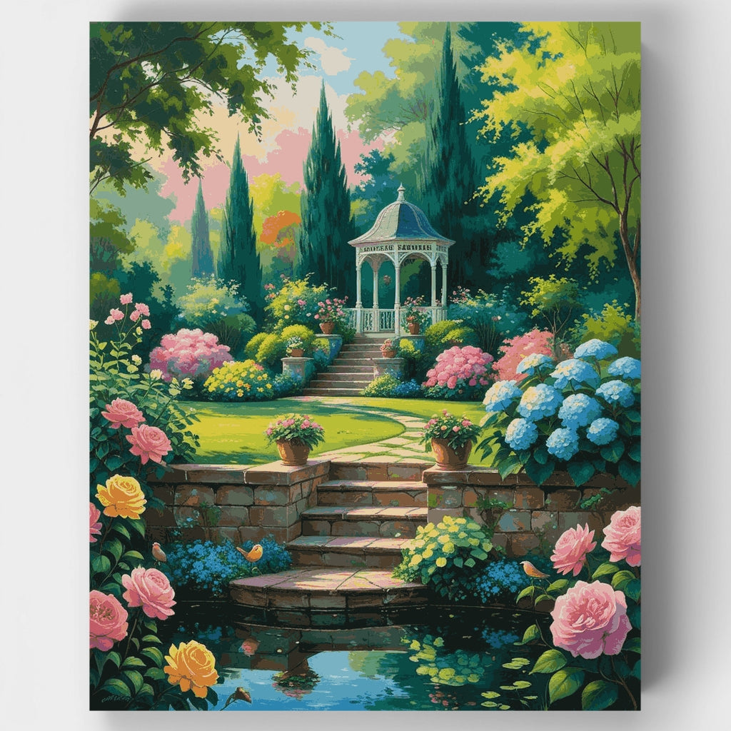 Victorian Garden Gazebo Sanctuary - Paint by Numbers Kit