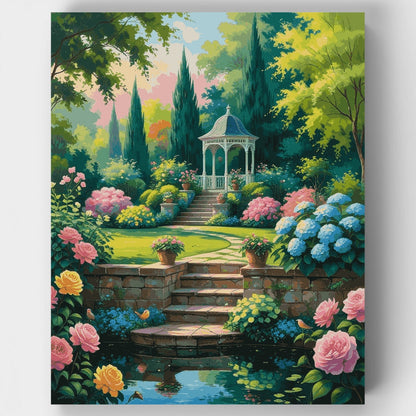 Victorian Garden Gazebo Sanctuary - Paint by Numbers Kit