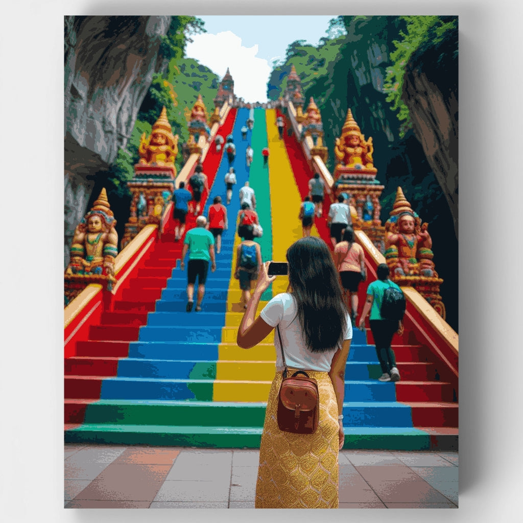 Escaleras coloridas del templo - Kit de pintura por números — Estándar