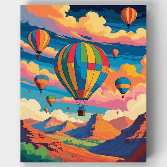 Hot Air Balloons Over Canyon - Paint by Numbers Kit