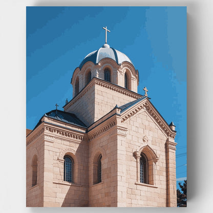 Orthodox Church with Blue Domes - Paint by Numbers Kit