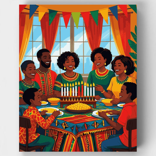 African Family Kwanzaa Celebration - Paint by Numbers Kit