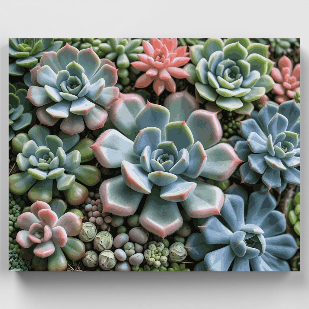 Jardín de suculentas colorido - Kit de pintura por números — Estándar