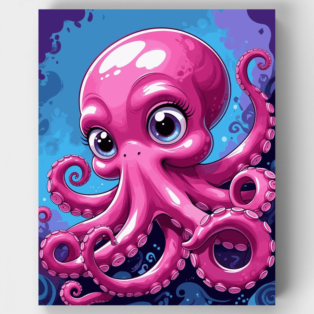 Adorable pulpo rosa - Kit de pintura por números — Estándar