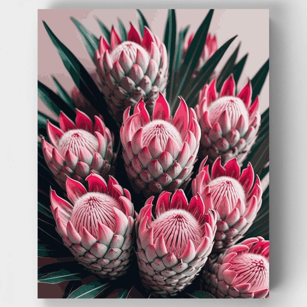 Kit de pintura por números: Arreglo de flores protea rosas — Estándar