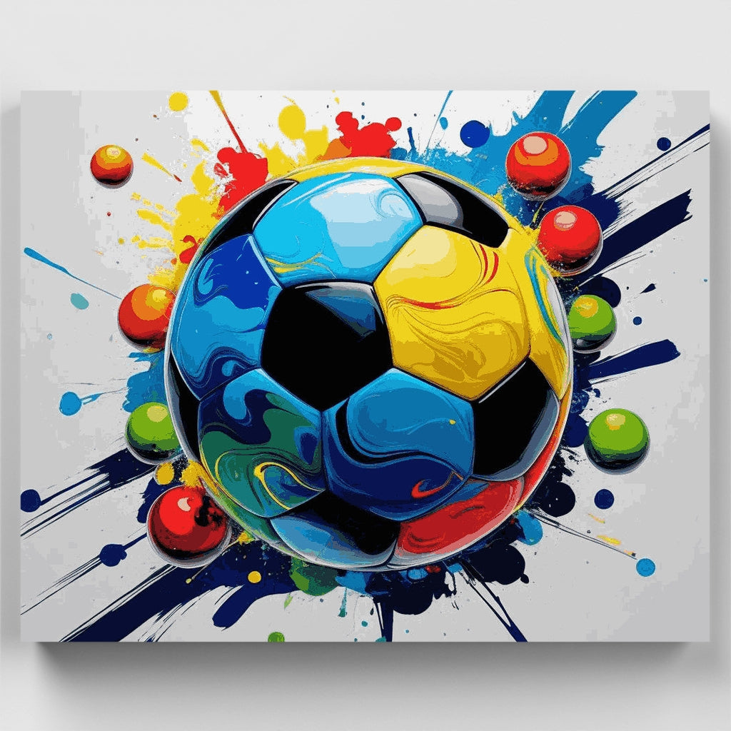 Colorful Soccer Ball Splash - Paint by Numbers Kit