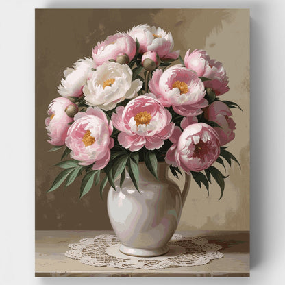 Pink Peonies in Vase - Paint by Numbers Kit