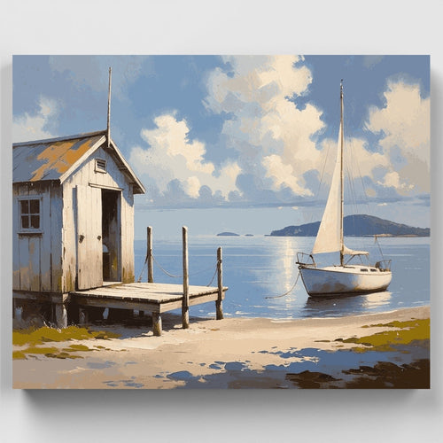 Coastal Boathouse Serenity - Paint by Numbers Kit
