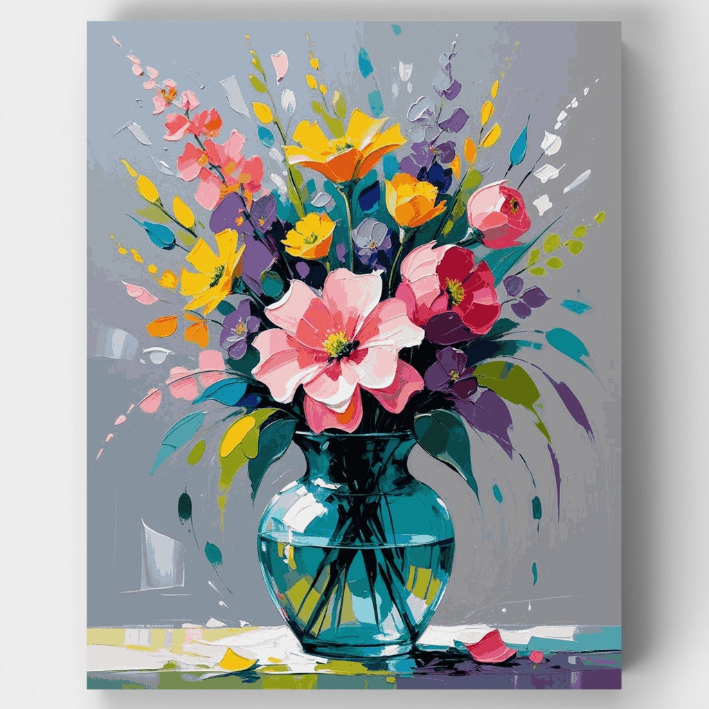 Ramo de flores variadas coloridas - Kit de pintura por números — Estándar