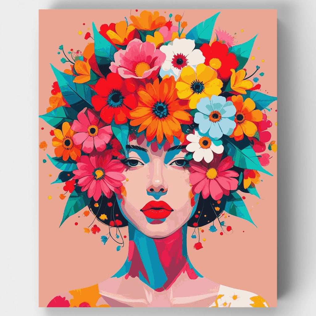 Retrato floral de mujer - Kit de pintura por números — Estándar