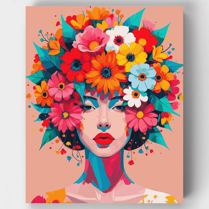 Floral Portrait Woman - Paint by Numbers Kit