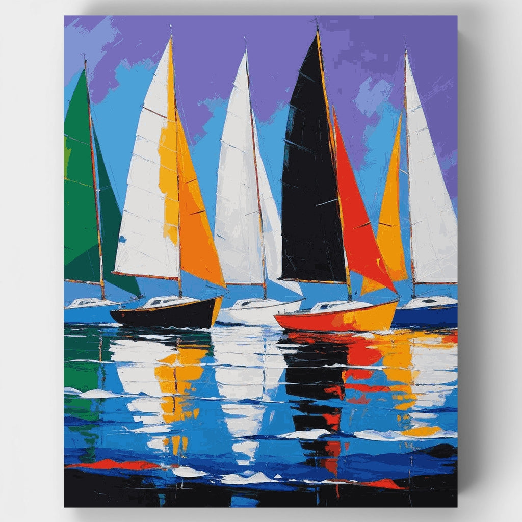 Colorful Sailing Fleet - Paint by Numbers Kit