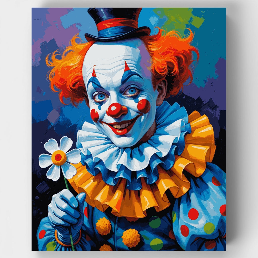 Colorful Clown with Flower - Paint by Numbers Kit