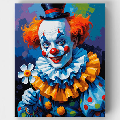 Colorful Clown with Flower - Paint by Numbers Kit