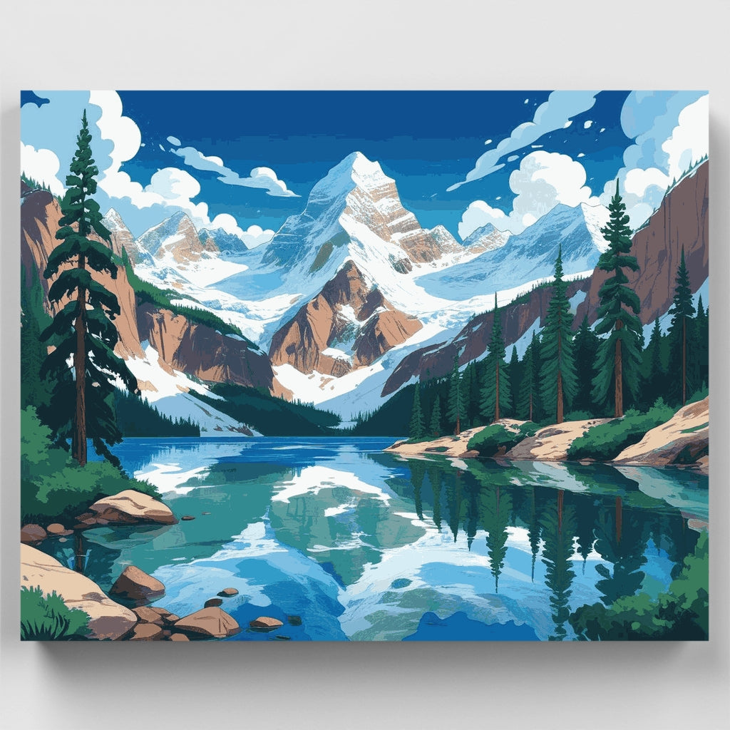 Canadian Rockies Alpine Lake Reflection - Paint by Numbers Kit