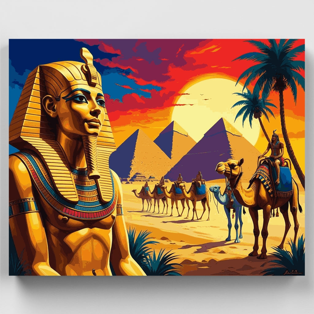 Kit de pintura por números: escena del desierto con faraón del antiguo Egipto — Estándar