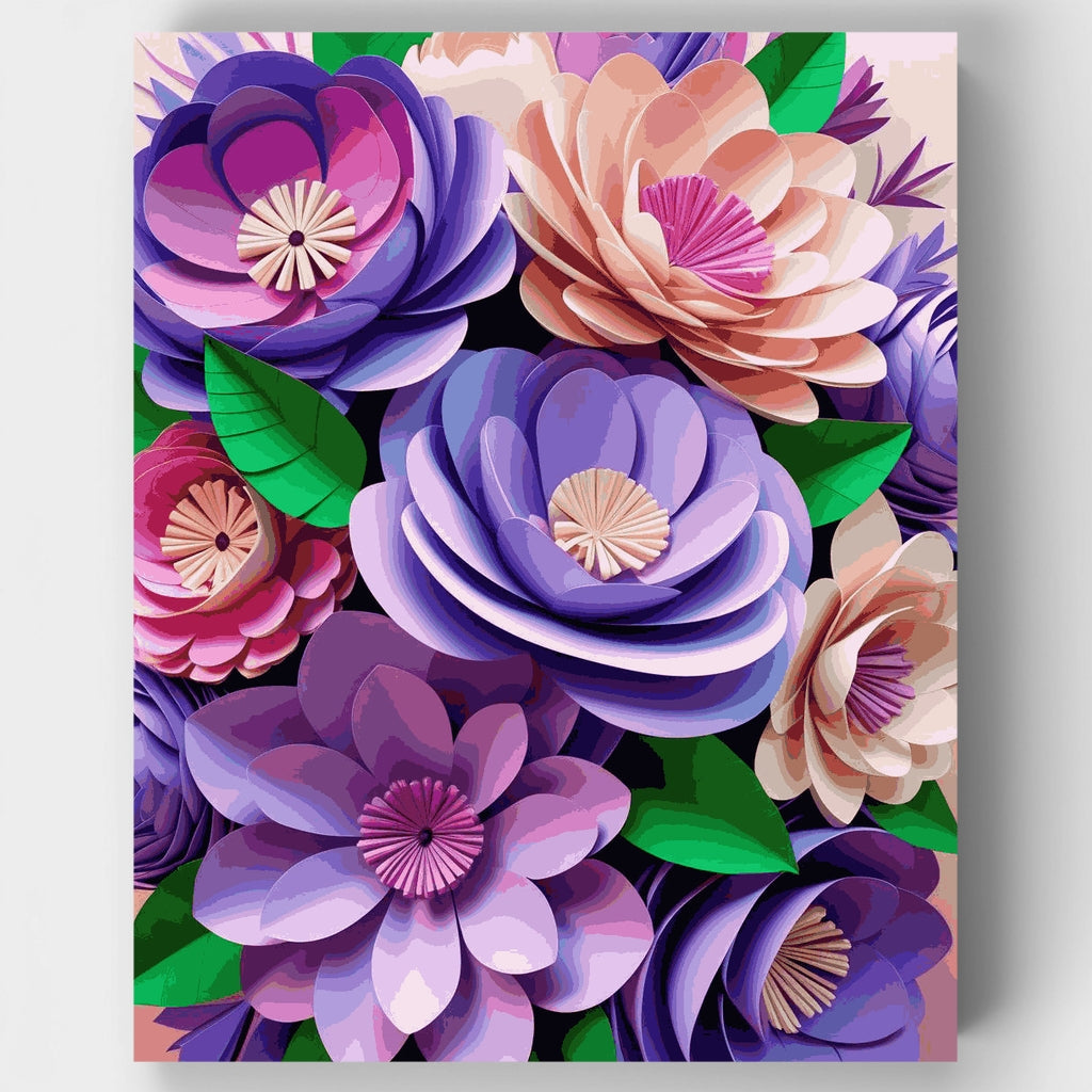 Purple Paper Flowers Bouquet - Paint by Numbers Kit