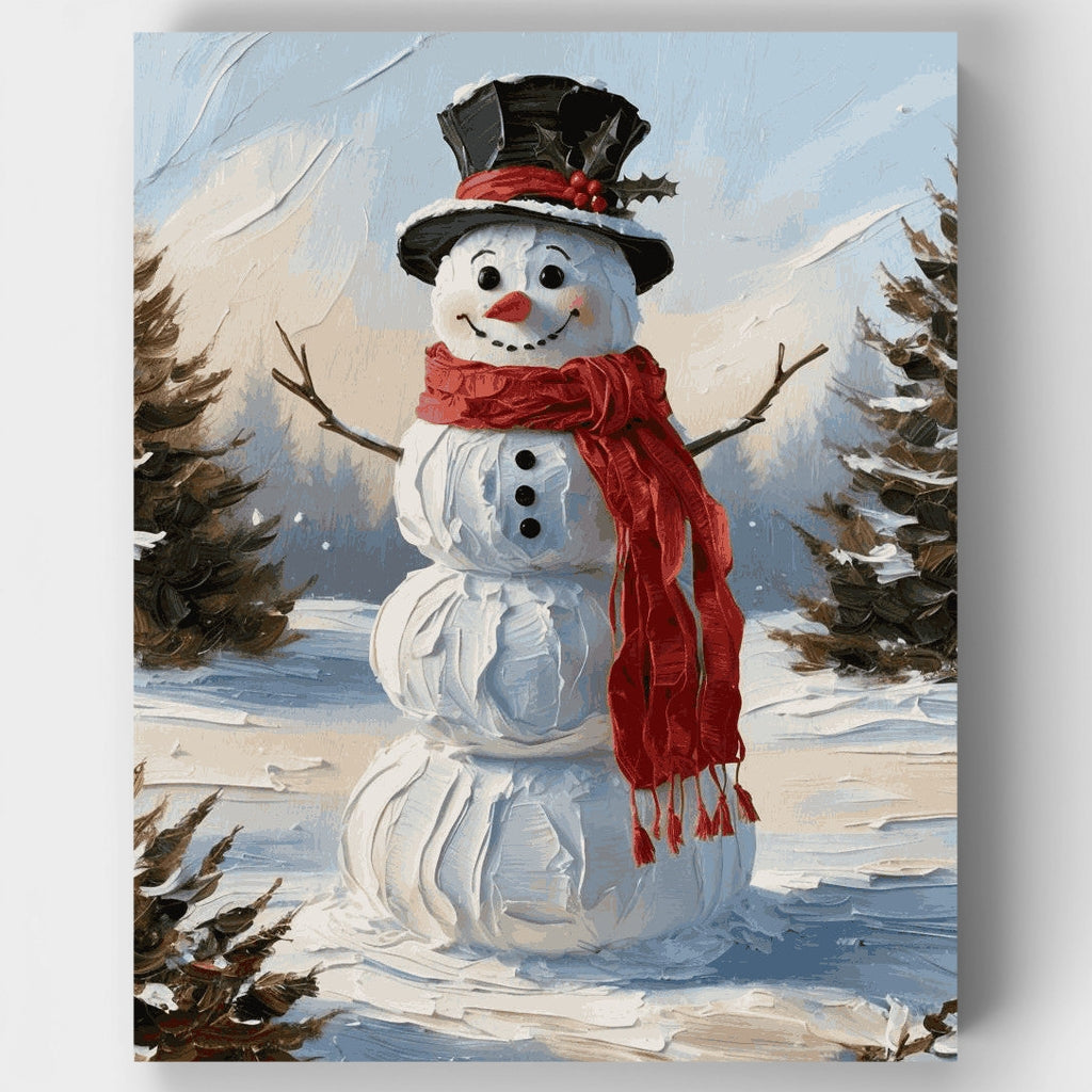 Muñeco de nieve alegre - Kit de pintura por números — Estándar