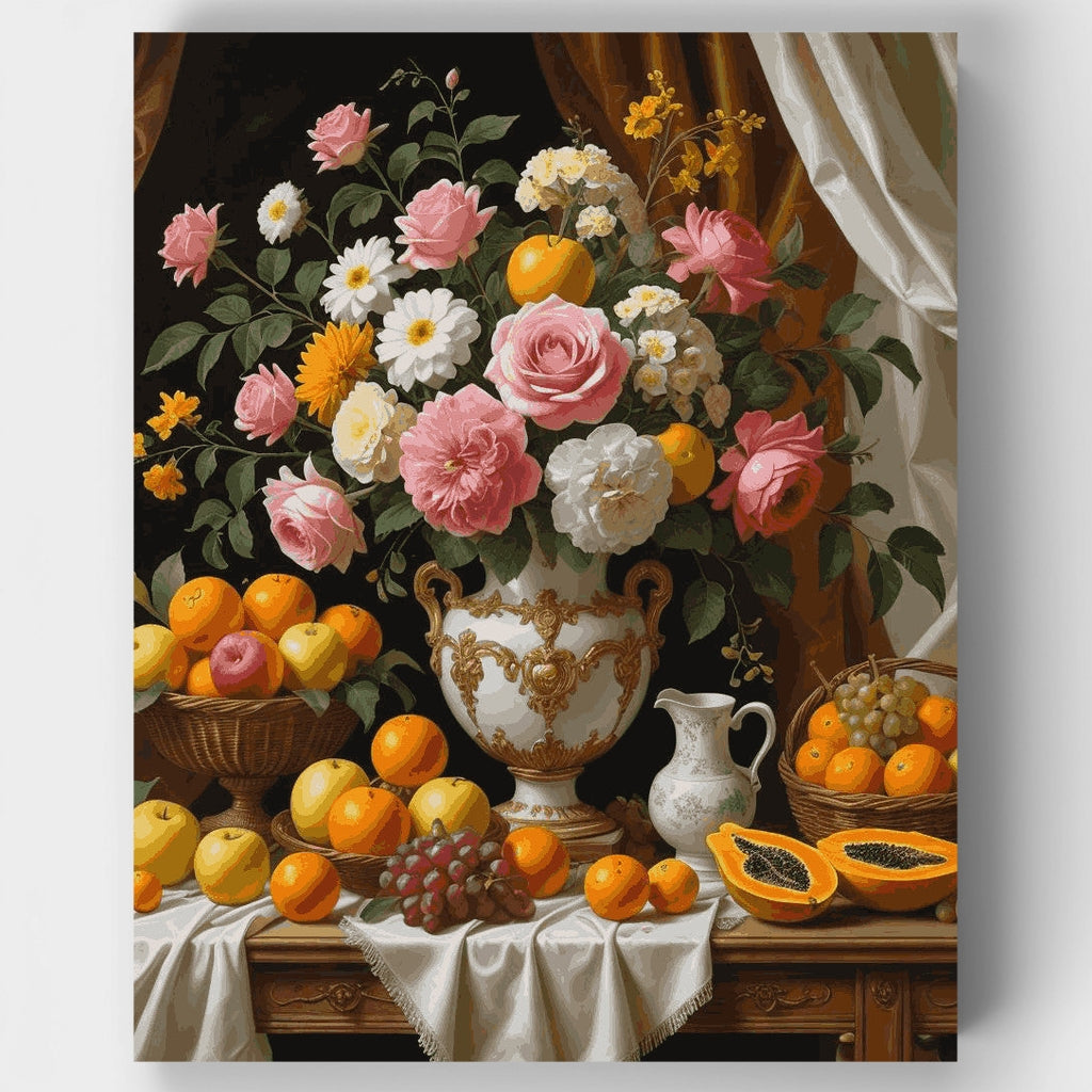 Elegant Floral and Fruit Still Life - Paint by Numbers Kit