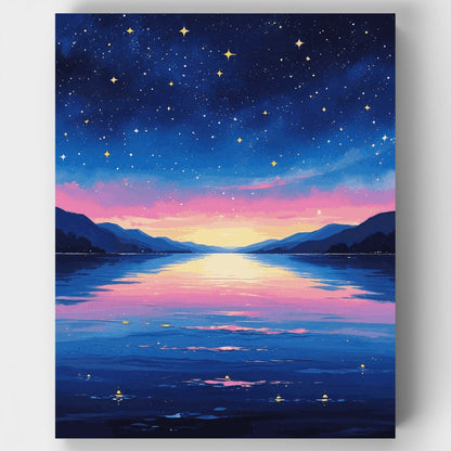 Starry Night Lake Reflection - Paint by Numbers Kit