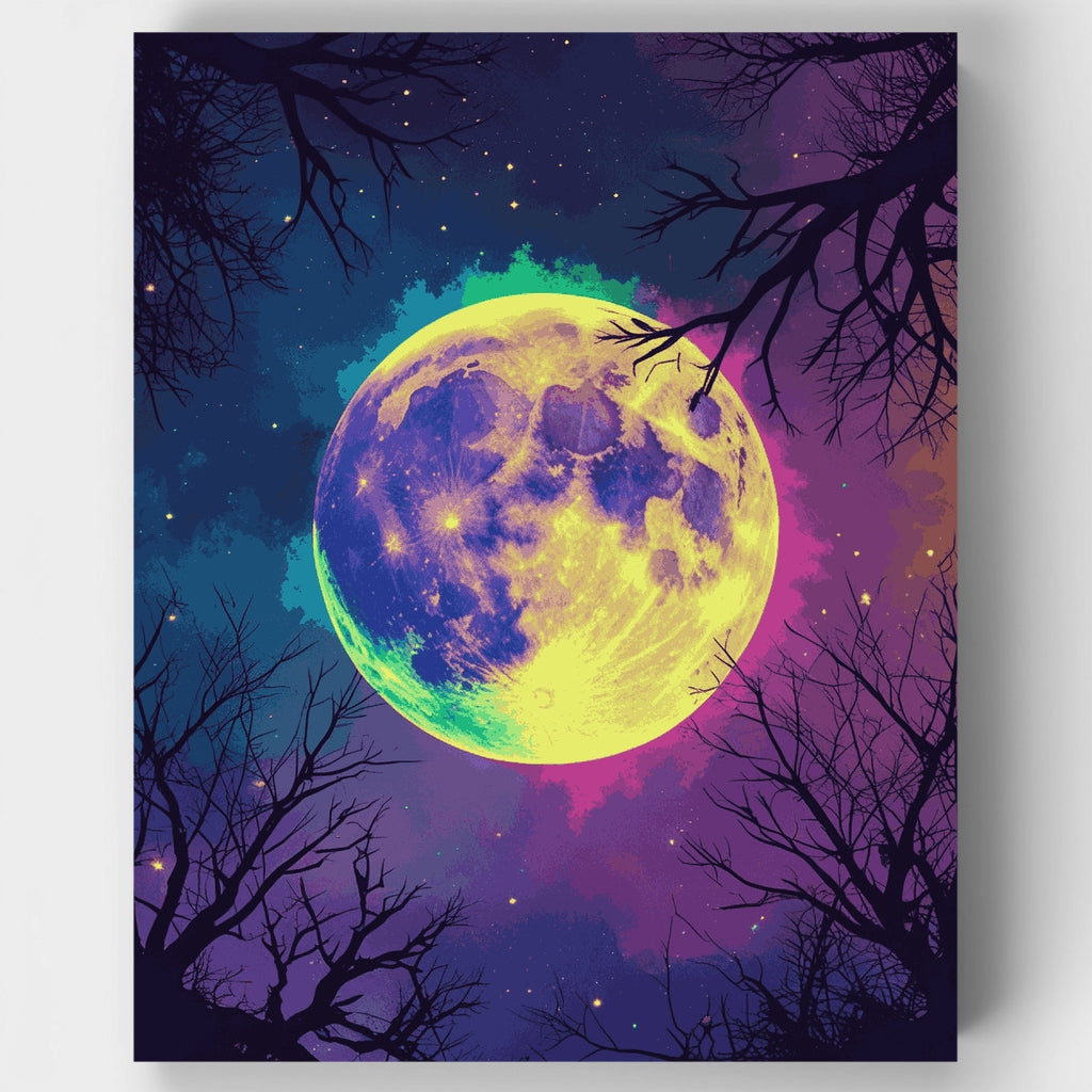 Kit de pintura por números - Fantasía de luz de luna de neón — Estándar