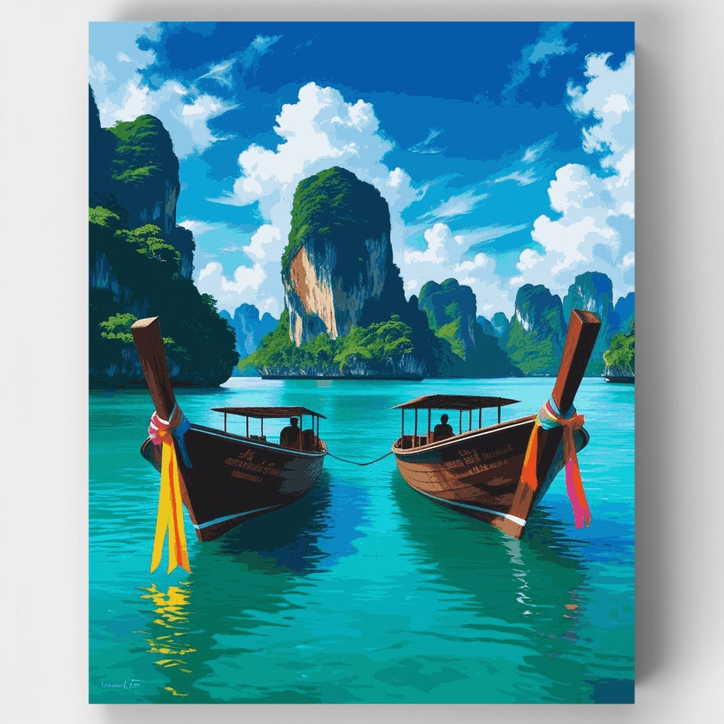 Tropical Paradise Longtail Boats - Paint by Numbers Kit