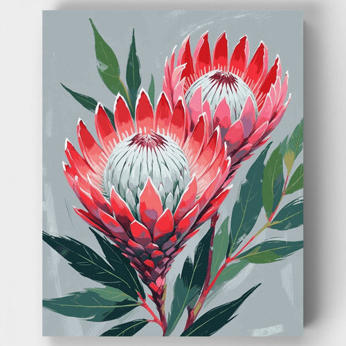 King Protea Flowers - Paint by Numbers Kit