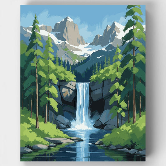 Alpine Wilderness Waterfall - Paint by Numbers Kit