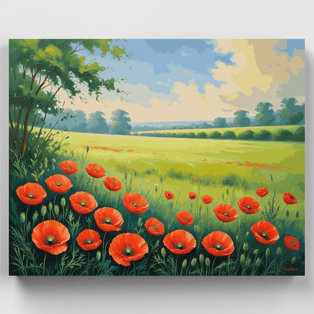 Poppy Field Landscape - Paint by Numbers Kit