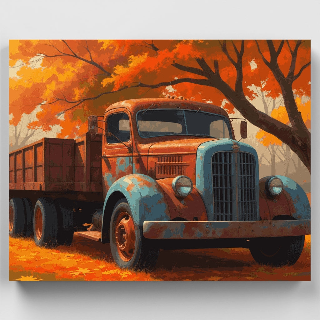 Kit de pintura por números: Camión rústico de otoño — Estándar