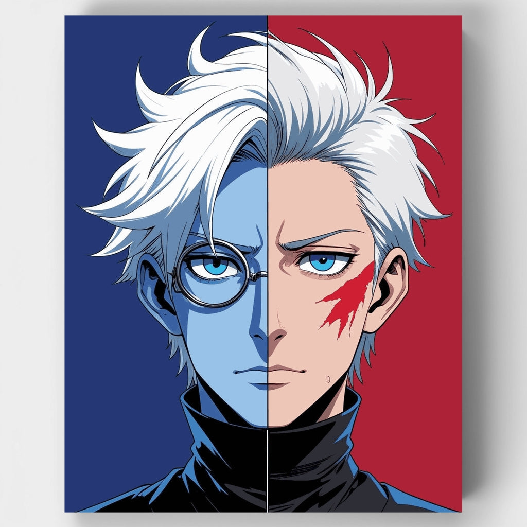 Kit de pintura por números: retrato dividido de personaje de anime — Estándar