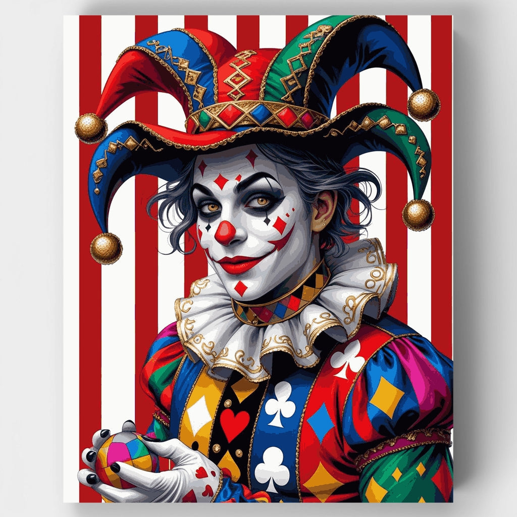 Bufón de carnaval con cartas de juego - Kit de pintura por números — Estándar