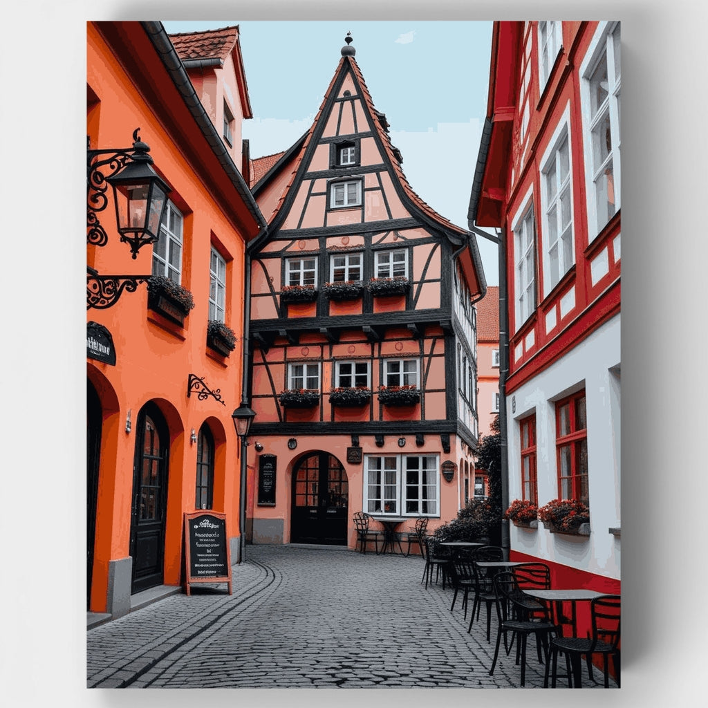 Charming German Village Street - Paint by Numbers Kit