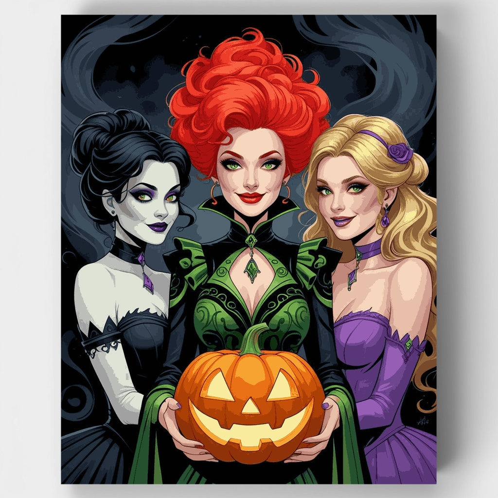 Brujas de Halloween con calabaza de Halloween - Kit de pintura por números — Estándar