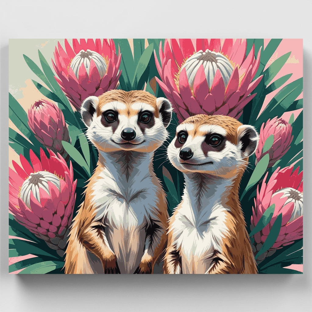 Meerkats in Protea Garden - Paint by Numbers Kit