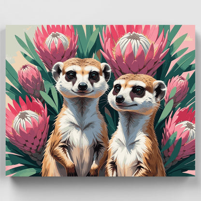 Meerkats in Protea Garden - Paint by Numbers Kit